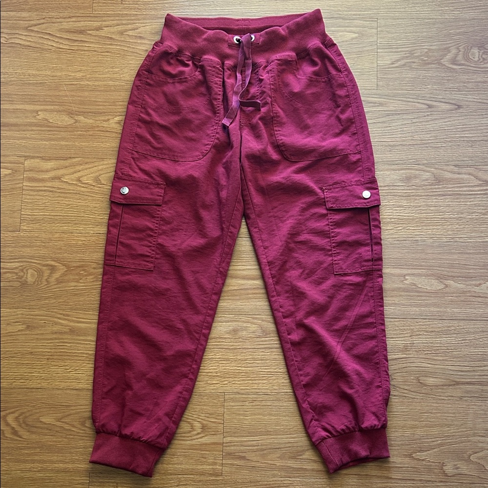 Women's Burgundy Cargo Joggers